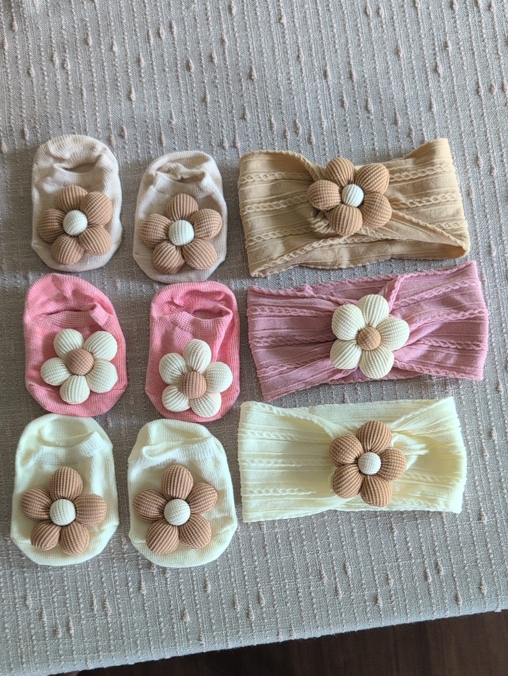 Baby Girl Flower Headbands & Socks Set